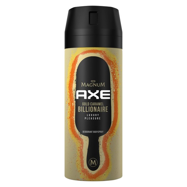 Axe Bodyspray Magnum Gold Caramel Billionaire Limited Edition Deodorant without Aluminium Salts, Fights Odour-causing Bacteria and Unpleasant Odours 150 ml
