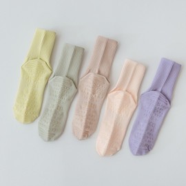 Women's Mid-Cut Cotton Yoga Socks - Plain Anti-slip for Spring/Summer Sports Yoga 25 Size/Nude Pink 20ea