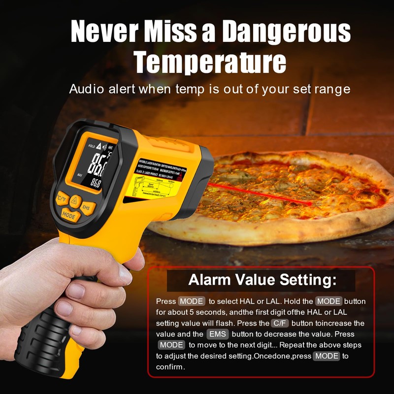 NJTY Infrared Thermometer Gun, -58℉ to 1472℉, High Precision, Non-Contact