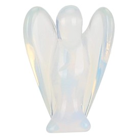 Crystal Angel, Pocket Guardian Angel Figurines Healing Statue Angel Stones Natural Gemstone Jade Crystal Pray Guardian Angel Statue for Home Office Decor(White)