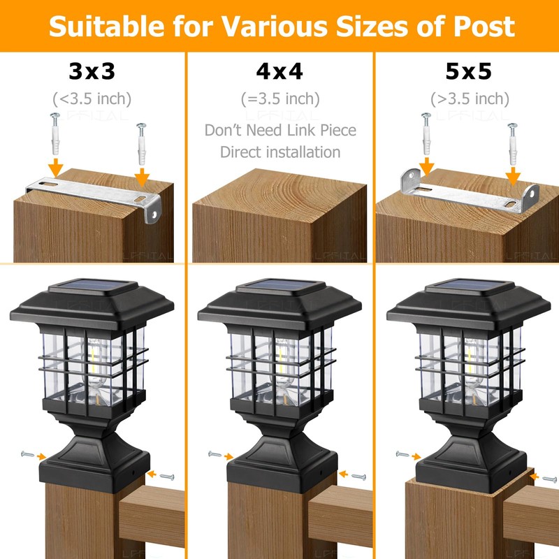 Lffital Solar Post Lights Outdoor Solar Cap Lights Deck Fence