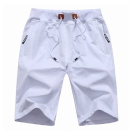 MO GOOD - Pantalones cortos casuales para hombre, para entrenamiento, cómodos, transpirables, grandes y altos, Blanco, 32-33