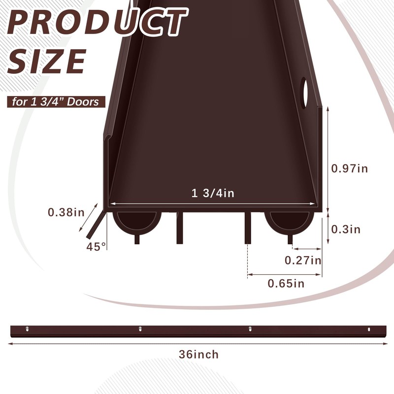Lineshading 2 Sets Door Sweep Plastic PVC 1 3/4" x