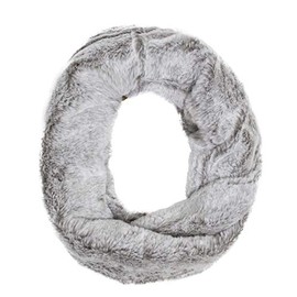 stylesilove Women Ultra Soft and Warm Striped Faux Fur Infinity Scarf (Taupe)