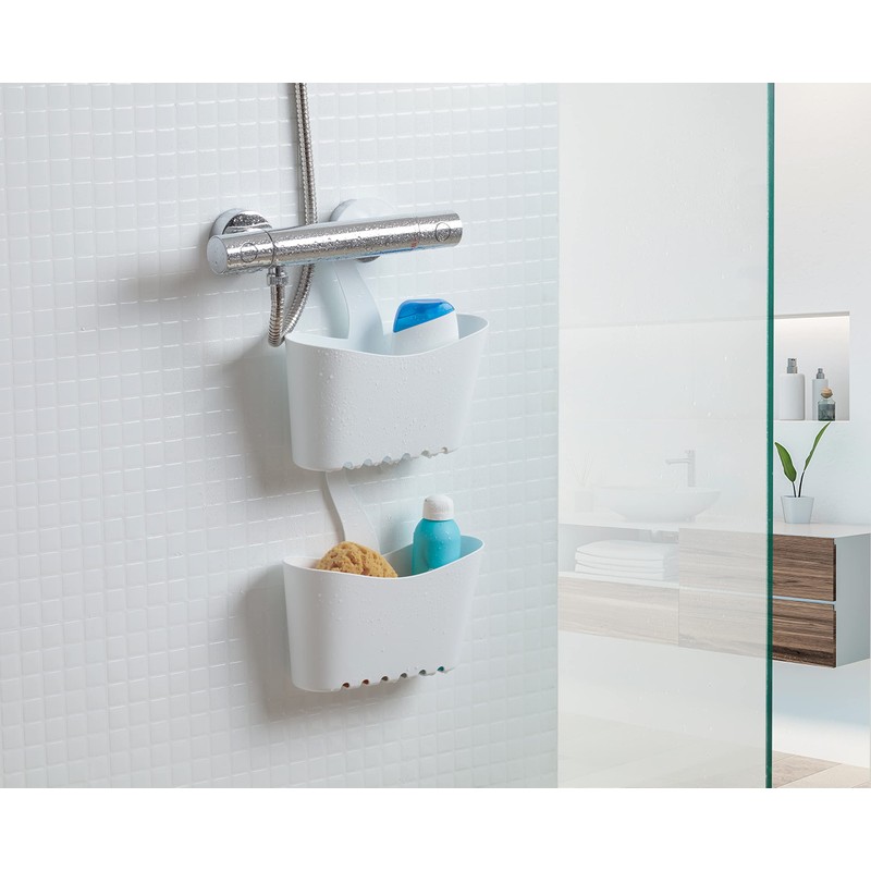 TATAY Polypropylene shower basket with hooks, multifunctional basket, allows you