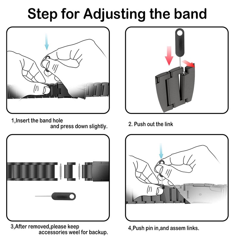 MaKTech Titanium Band for Garmin,26mm Three-Piece Metal Bracelet Strap with