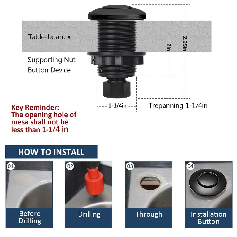 Garbage Disposal Air Switch Kit Single Outlet Sink Top Waste
