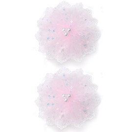 ZOLYCO 3.5 Inch Lace Pearl Bow Clips for Women Girls Thick Ribbon Boutique Alligator Clips Hair Accessories for Kids Children Young Girls 2 Pcs (Pink)