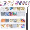 CRASPIRE 2 Boxes Natural Ocean Nail Art Charms Kit 3D