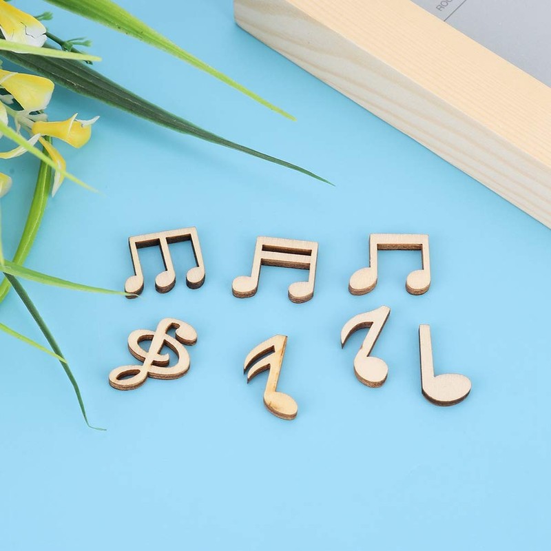100Pcs Wooden Music Note Mixed Decorative Note Embellishment for Concert