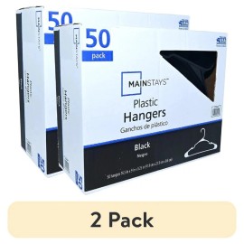 Unbranded (2pack) Plastic Notched Adult Hangers for Any Clothing Type, Rich Black 50 Count