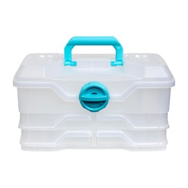 ArtBin Clear Plastic Organizer Small Parts Organizer - for DIY Arts & Crafts Storage Boxes & Organizers, Sewing Storage - Storage Box with Compartments, Project Box - Medium (4 Pivot Trays) 6943PB