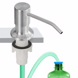 Dish Soap Dispenser for Kitchen Sink, Built in Sink Soap Dispenser Brushed Nickel, Countertop Soap Dispenser Stainless Steel Pump with 47" Extension Tube kit, No Need to Fill Little Bottle Again