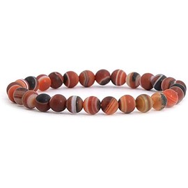 Frosted Dream Agate Gemstone 6mm Round Beads Stretch Bracelet 6.5" Unisex