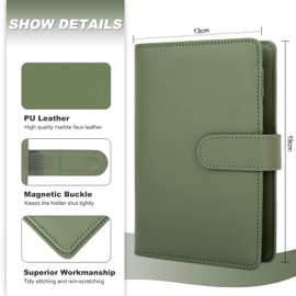 Onlyesh Budget Planner, 6 Holes PU Leather Ring Binder, Budget Binder with Unique Snap Buckle, for A6 Budget Sheets, Binder Pockets and Cash (A6-Green)