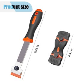 2PCS Razor Blade Scraper, Multi-Purpose Glass Scraper with 10 Plastic & 20 Metal Blades, Window Cleaning Scraper Tool for Removing Label, Tint, Grease from Car Windshield, Appliance (Orange, 2PCS)