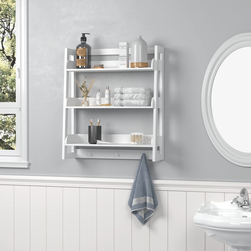 UTEX Bathroom Wall Shelf, Over Toilet Storage Shelf Organizer, 3-Tier