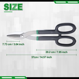 INJOYTEC 14 Inch Tin Snips Metal Cutters with Flat Blade Straight Pattern Tinners Snips Heavy Duty Shears with Comfortable Handle for Cutting Sheet Metal