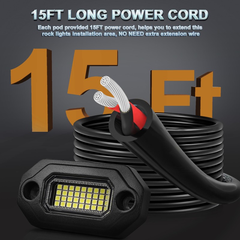 White Rock Lights for Trucks UTV ATV Jeep RZR Trailers