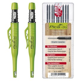 Pica Pen Automatic with 10 Graphite Leads H - for Marking Lead Pen, Set of 3