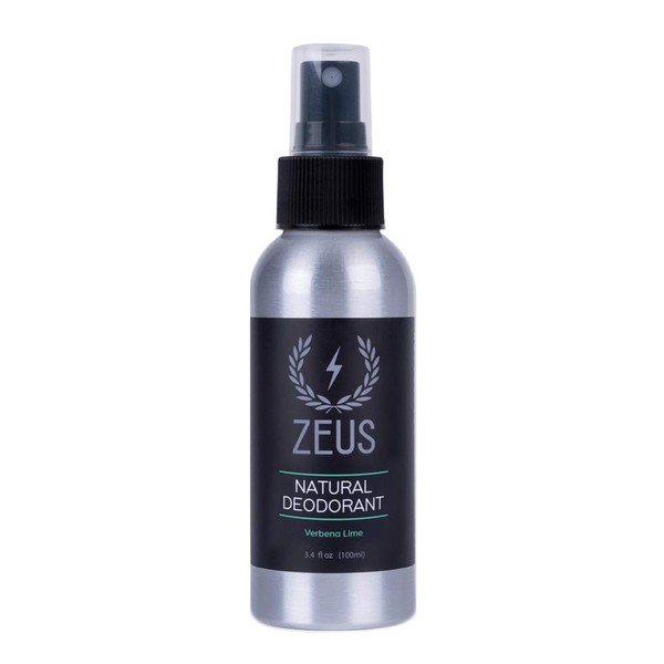 ZEUS Natural Deodorant Spray with Essential Oils, 3.4 fl oz! (Scent: Verbena Lime)