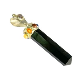 CRYSTALMIRACLE Black Tourmaline Chakra Bead Pendant Crystal Jewelry Fashion Accessory Gift Wellness Handcrafted Jewelry, 1.5 inch approx, Stone