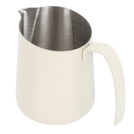 Milk Frothing Pitcher 304 Stainless Steel Creamer Cup Latte Art Coffee Steaming Pitcher with Slant Spout and Scale for Cafe Kitchen 500ML Beige