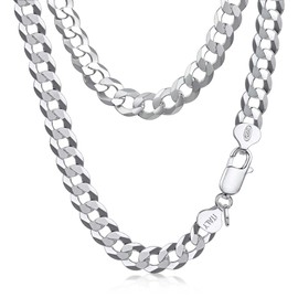 Amberta Men 925 Sterling Silver Cuban Chain: Silver Necklace for Men 7.9 mm 20 inch