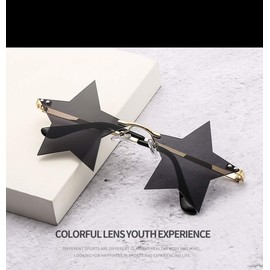 ENTHYI Star Rimless Sunglasses Women/Men Unique Pentagram Party glasses Prom Streetwear