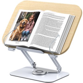 MOKURU Book Stand for Reading, 360° Adjustable Book Holder, Foldable Book Holder Stand, Cookbook Stand, Textbook Stand, Bible Stand, Hands Rree Book Stand, Laptop Stand, Tablet Stand