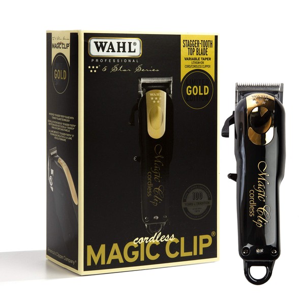 Wahl Professional 5-Star Limited Edition Black & Gold Cordless Magic Clip #8148 - Great for Professional Stylists and Barbers