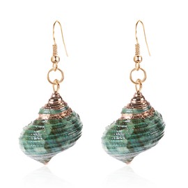 Aishgjia Tropical Beach Sea Jewelry Casual Natural Seashell Conch Drop Dangle Earrings for Women Boho (D)