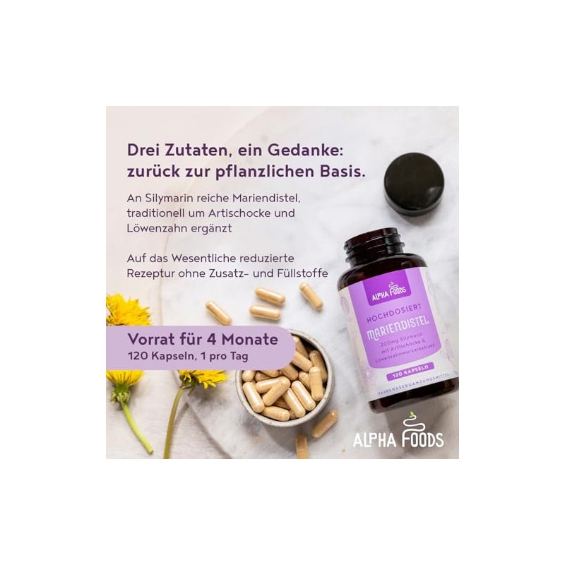 Milk Thistle Artichoke & Dandelion – 120 Capsules – German