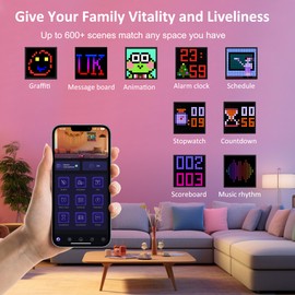 Seyxicnor Pixel Art Display 16x16 RGB, Animation LED Pixel Art Frame Birthday for Kids & Adults, Smart Alarm Clock Display, Programmable Digital Pixel Panel Bluetooth APP Control