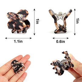 Cobahom - Pinzas para el pelo, 6 pinzas pequeñas para el pelo, mini pinzas para el pelo, concha de tortuga, leopardo, acrílico, pinzas para la mandíbu