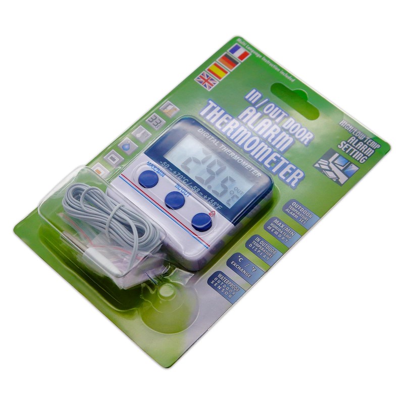 AMTAST Fridge Thermometer Freezer Thermometer Digital Refrigerator Thermometer in-Outdoor Alarm