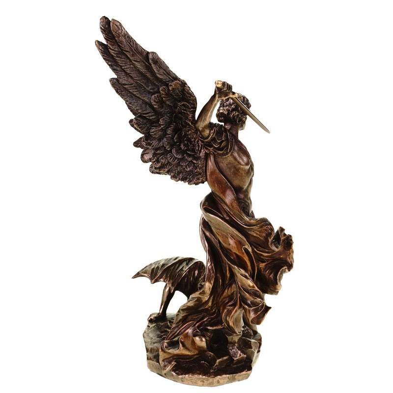 Archangel Michael Bronze Figurine Fights Evil