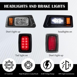 VPAHub Golf Cart Adjustable Light Kit Fit for YAMAHA G22, 2 LED headlight, 2 LED taillight, 1 Basic wiring harness Instruction & hardware included, Black/Amber/Clear