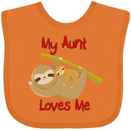 inktastic My Aunt Loves Me Sloth Baby Bib Orange 2901f