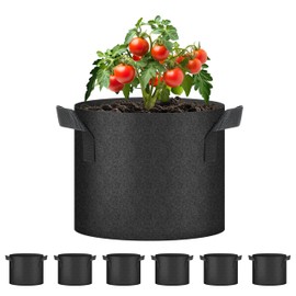 HealSmart 5 Gallon 6-Pack Nonwoven Grow Bags, Aeration Fabric Pots with Handles, Suitable for Garden Fruits, Vegetables and Flowers, Black