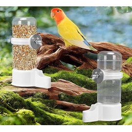 2-Pack Automatic Bird Water Dispenser & Feeder Set (140ML) - Hanging No-Spill Cage Waterer and Food Dispenser for Parrots, Budgies, Conures, Lovebirds, Canaries - Complete Bird Cage Accessories Kit