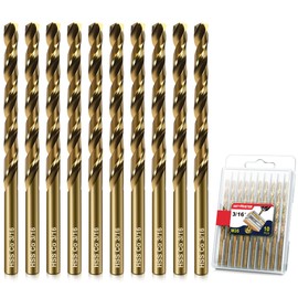 Artymaster Drill Bit Set, 10pcs (3/16") M35 HSS Twist Cobalt Drill Bits for Stainless Steel, Hardened Steel, Cast Iron, Plastic and Wood,AM07E