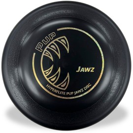 Hyperflite Pup Jawz Dog Flying Disc (90g) • World's Toughest Canine Competition-Approved Flying Disc • Best Competition Flying Disc Toy for Pets • Puncture-Resistant • Anti-Glare • 7 Inch • Black