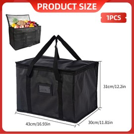 Insulated Food Delivery Bag –Thermal Carrier for Hot & Cold Food, Zippered, Lightweight, Ideal for Catering, Takeout, and Food Delivery