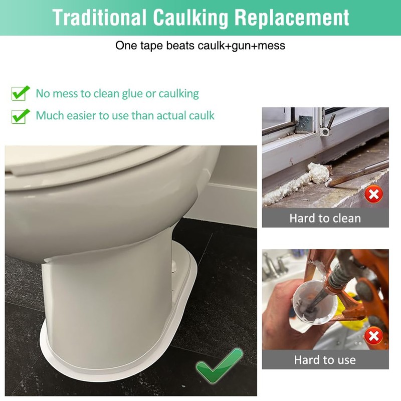 White Caulk Tape Bathroom Easy DIY Sealant Solution Peel &