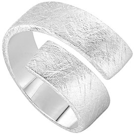 Vinani Solid Band Ring Adjustable Brushed 925 Sterling Silver Ring 2RSS, Silver