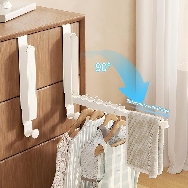 Foldable Over The Door Drying Racks for Laundry, Retractable Hooks