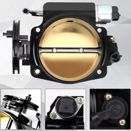 LOREADA LS 102mm Big Mouth Throttle Body for LS1 LS2 LS3 LS6 LS7 LSX GM Gen III IV Engine LS Style 4 Bolt Intake Manifold, with Throttle Position Sensor and Idle Air Control TPS IAC Aluminum Black