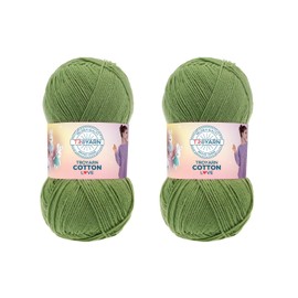 Troyarn Cotton Love (2- Skeins Pack) 55% Cotton 45% Acrylic Yarn Cotton Yarn (2 x 3.52 Oz - 2 x 100 gr)/(2x360 Yard-2x330 mt)(113485-Turtle Green)