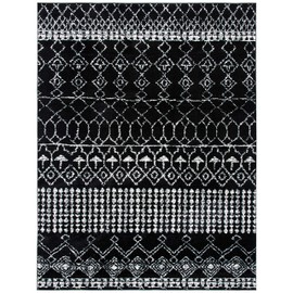 Safavieh Tulum Collection TUL229Z Moroccan Boho Distressed Area Rug, 9' x 12', Black / Ivory
